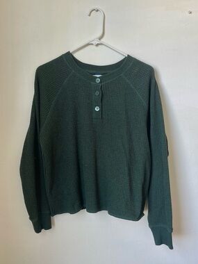 Old Navy Waffle Henley Top Medium Green